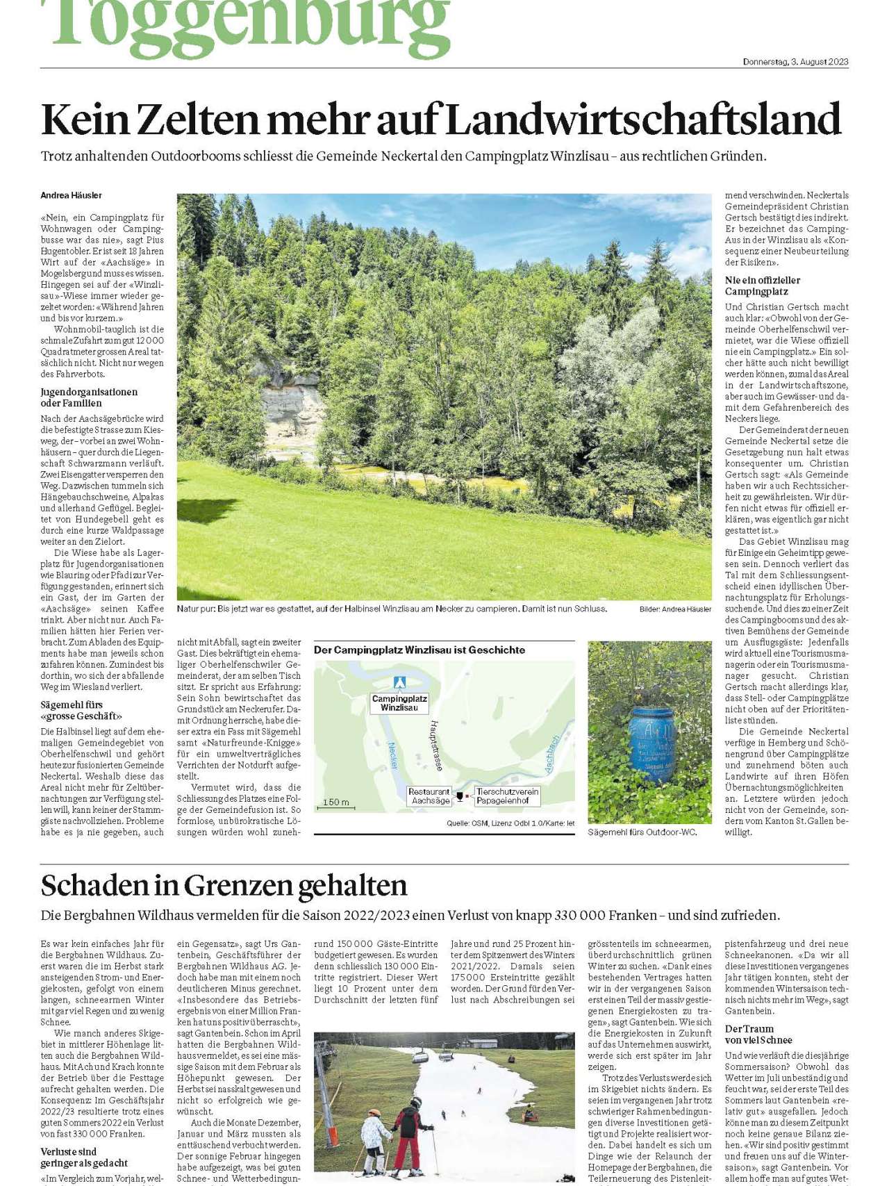 3. August 2023 im Toggenburger Tagblatt