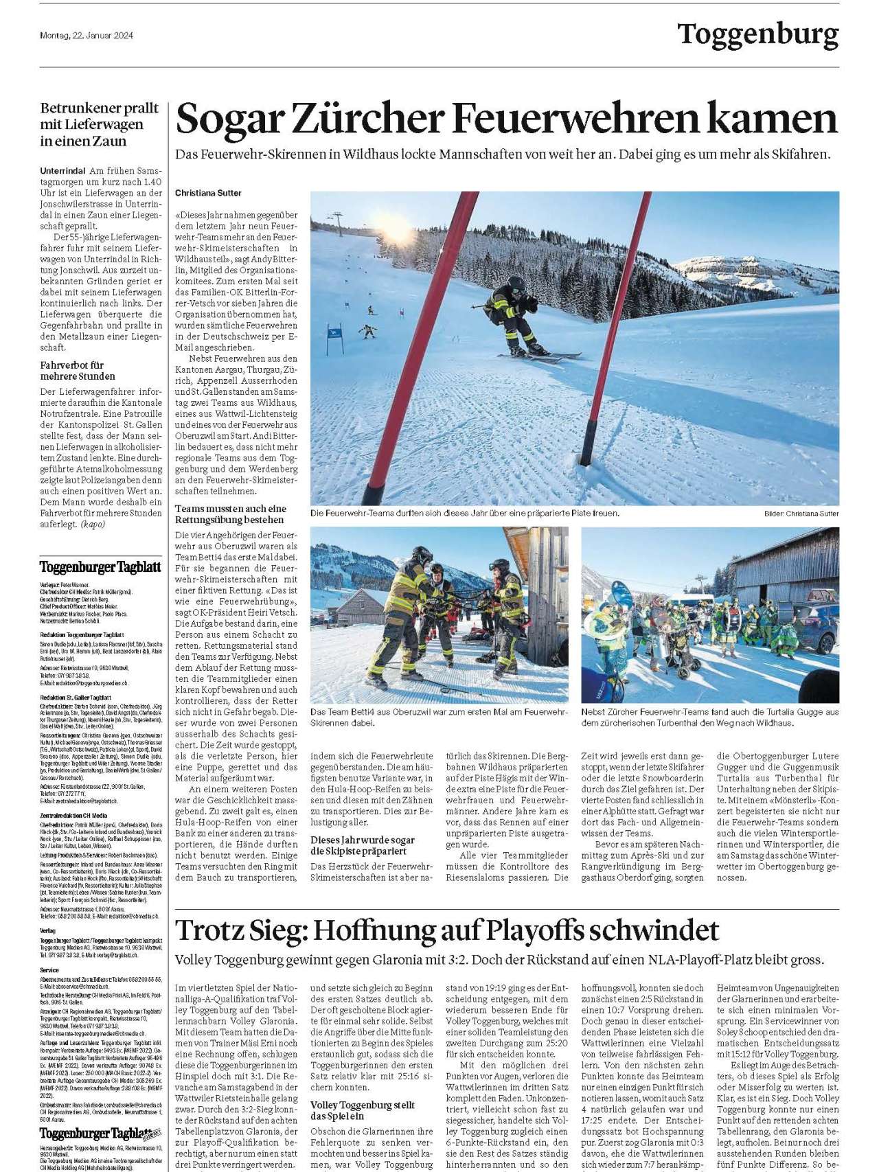 22. Januar 2024 im Toggenburger Tagblatt