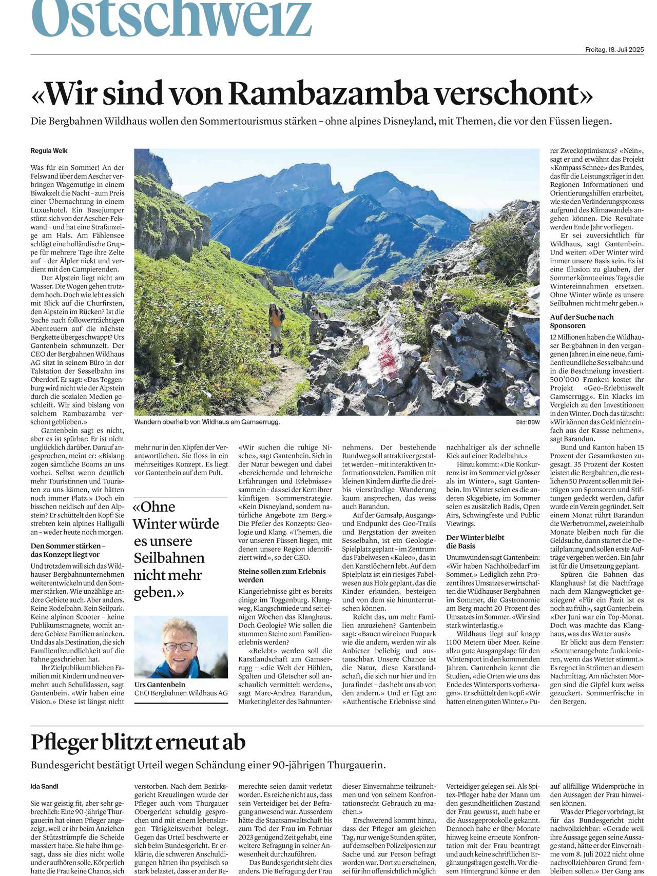 18. Juli 2025 im Toggenburger Tagblatt