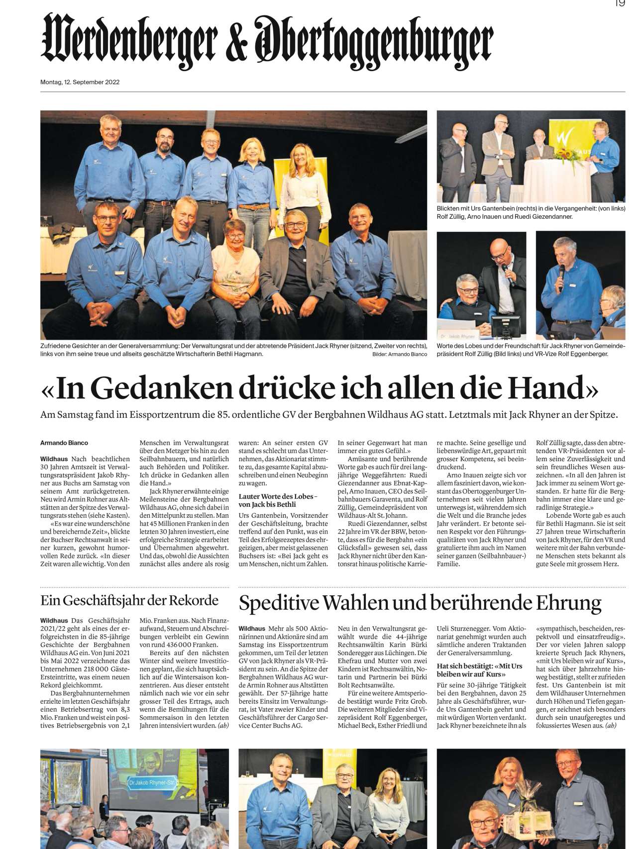 12. September 2022 im Werdenberger & Obertoggenburger