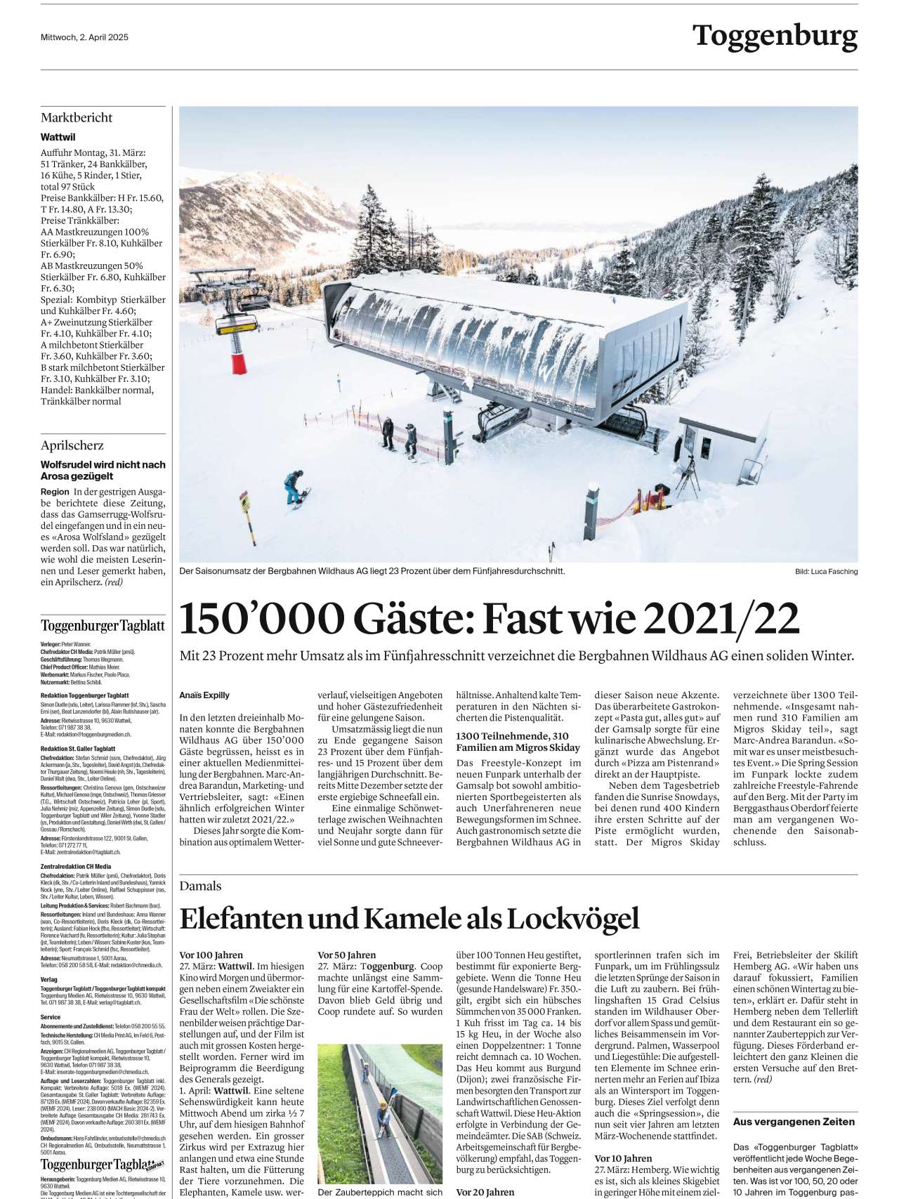 02. April 2025 im Toggenburger Tagblatt
